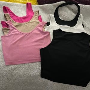 Bundle of 5 Shein crop tanks tops one halter crop tank. All XS